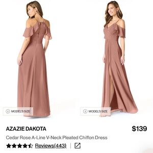 Azazie Dakota Chiffon Cedar Rose A14 (Hemmed)